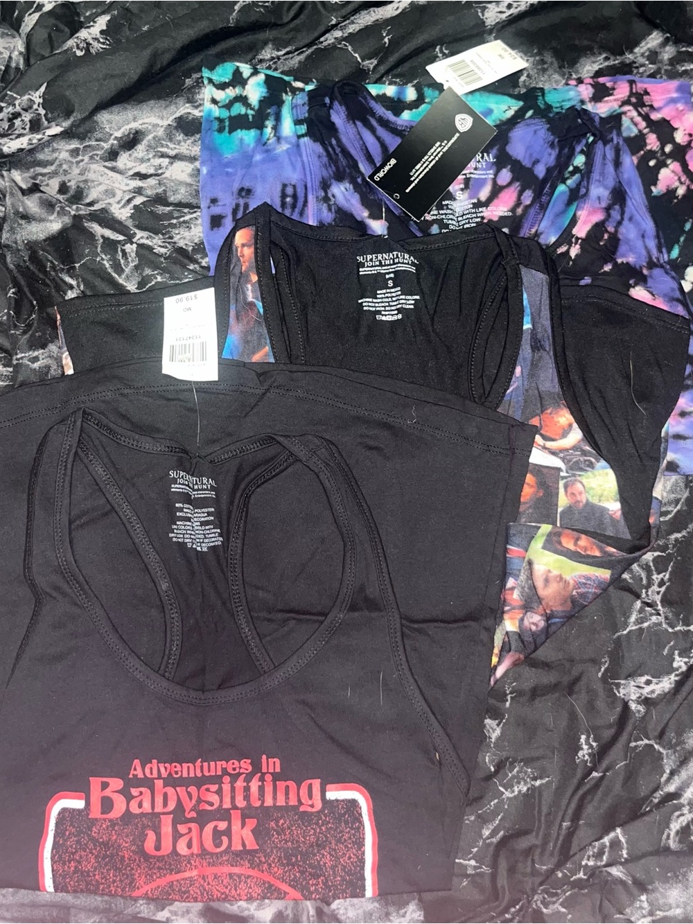 Hottopic Supernatural tank tops set of 3 nwt size small tie dye the road so far